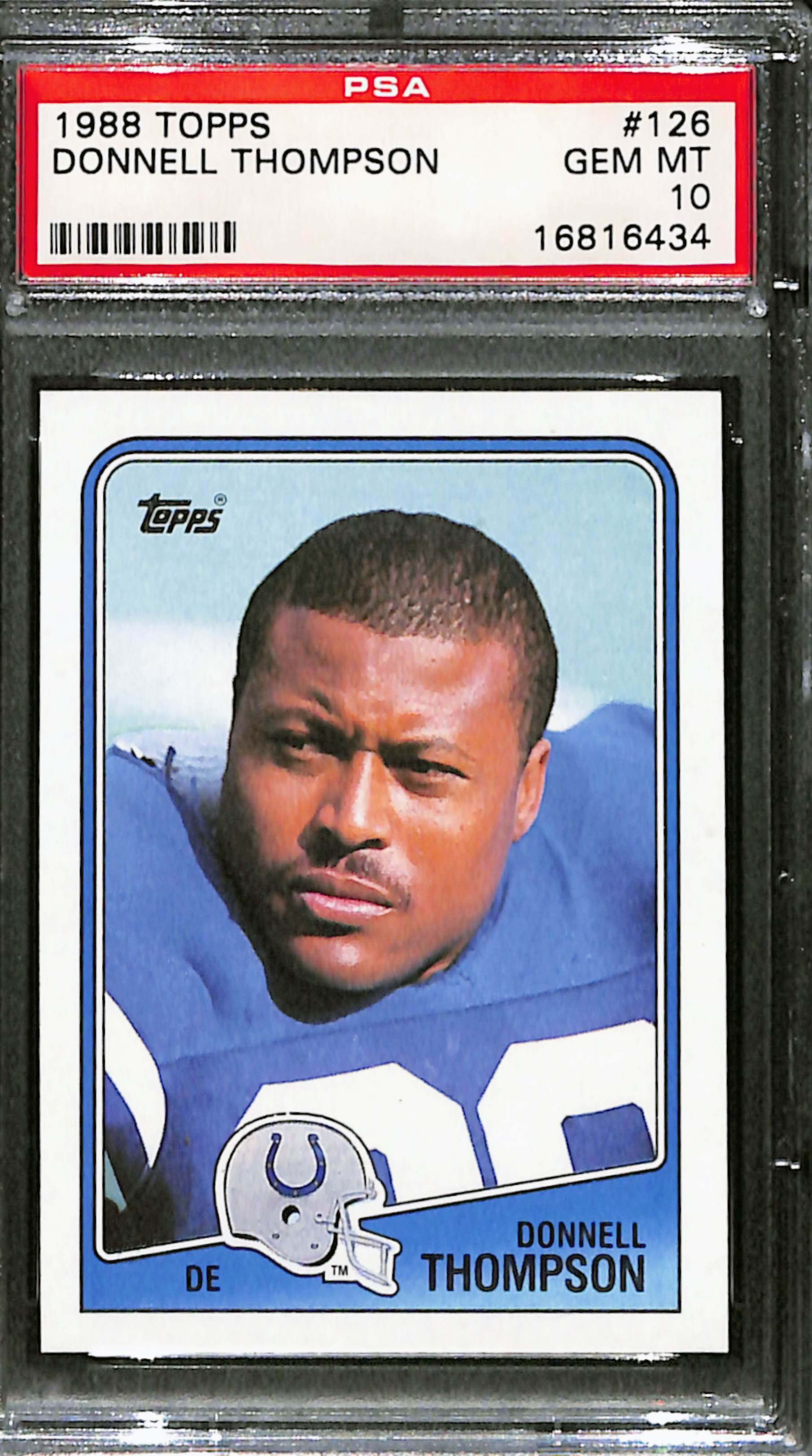 1988 Topps Donnell Thompson Football Card #126 PSA Gem Mint 10