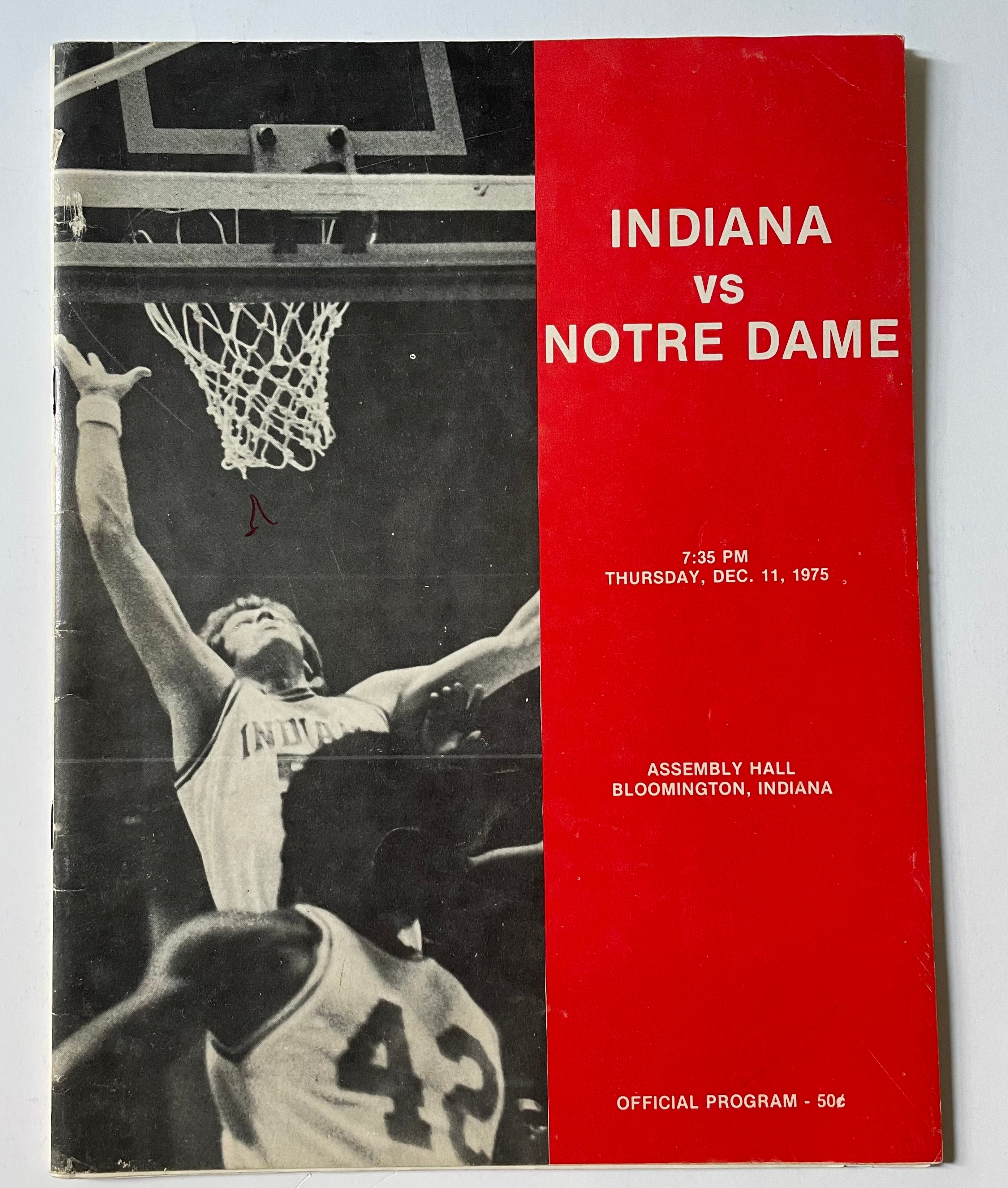 Indiana University vs Notre Dame 1975 basketball program
