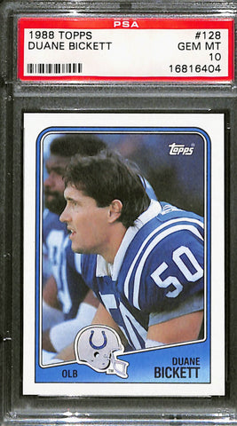 1988 Topps Duane Bickett Football Card #128 PSA 10 Gem Mint
