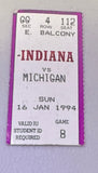 1994 Michigan vs Indiana Basketball Ticket Stub