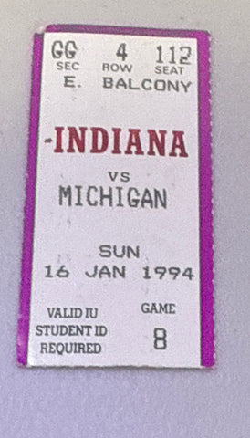 1994 Michigan vs Indiana Basketball Ticket Stub
