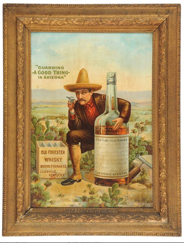 Old Forester Whiskey Tin Litho Advertising Sign