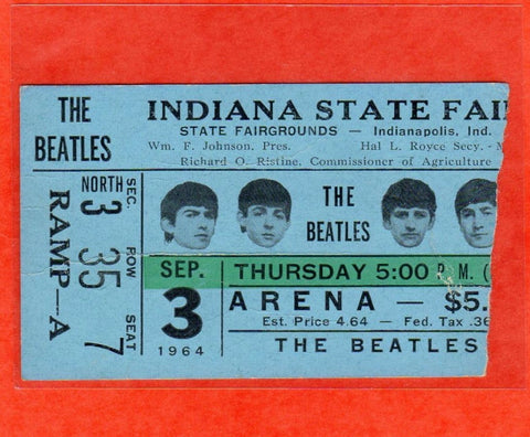 1964 Beatles Ticket Stub at Indianapolis