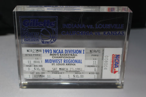 1993 NCAA Midwest Regional Encapsulated Ticket Indiana vs Louisville