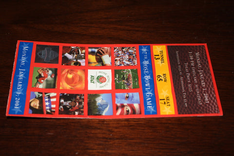 2001 Rose Bowl Purdue vs Washington Ticket Stub