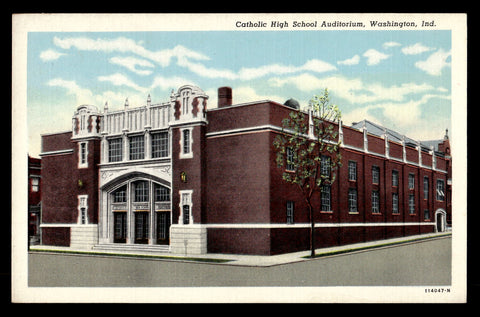 Vintage Washington Catholic Indiana HS Auditorium Postcard