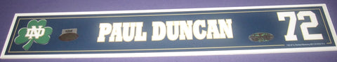 Paul Duncan #72 Notre Dame Game Used Locker Tag