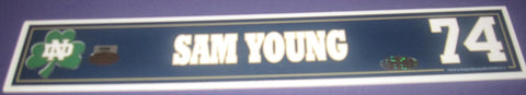 Sam Young #74 Notre Dame Game Used Locker Tag