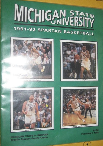 1991-92 INDIANA UNIVERSITY VS. MICHIGAN ST. BASKETBALL PROGRAM