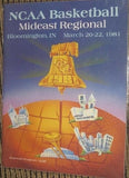 1981 NCAA BASKETBALL MIDEAST REGIONAL PROGRAM, INDIANA UNIVERSITY - Vintage Indy Sports