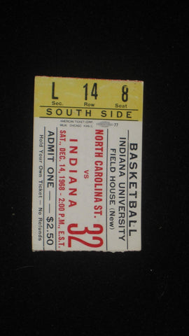1968 INDIANA VS NORTH CAROLINA ST BASKETBALL TICKET STUB
