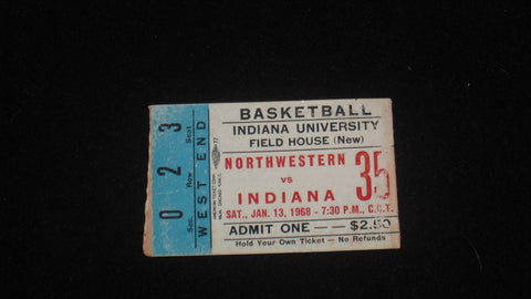 1968 NORTHWESTERN VS INDIANA BASKETBALL TICKET STUB