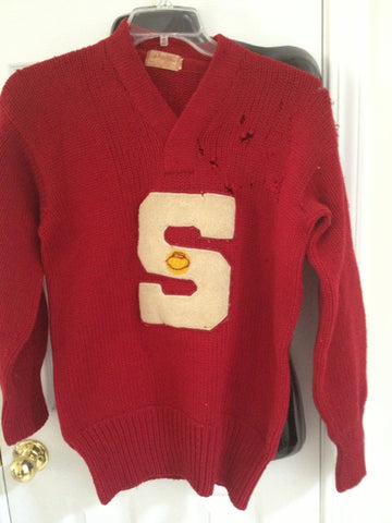 Vintage 1950's Southport High School Basketball Letter Wool Sweater