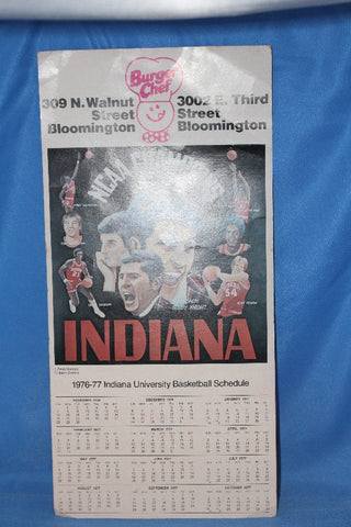 1976-77 Indiana University Burger Chef Basketball Schedule