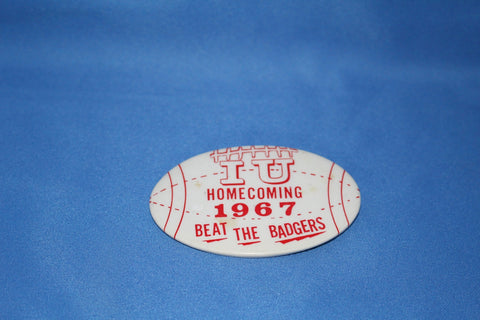 1967 Indiana University Homecoming Football Shaped Pinback Button