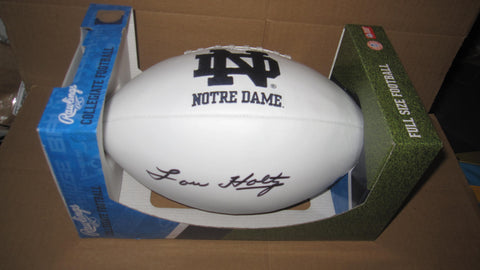 Lou Holtz Autographed Notre Dame Logo Rawlings Football, Steiner COA