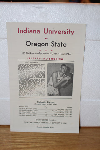 1957 Indiana University vs Oregon State Basketball Program