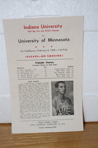 1954 Indiana University vs Minnesota Basketball Program