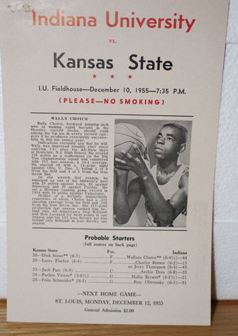 1955 Indiana University vs Kansas State Basketball Program