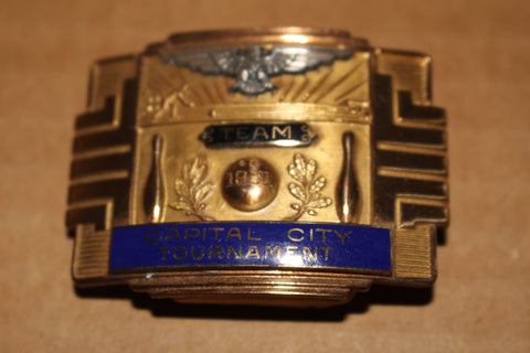 1951 Indianapolis Capital City Bowling Tournament Team Champions Belt Buckle