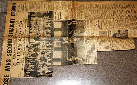 1945 Indianapolis Star Clipping featuring Evansville Bosse at Indiana High School Basketball State Champions