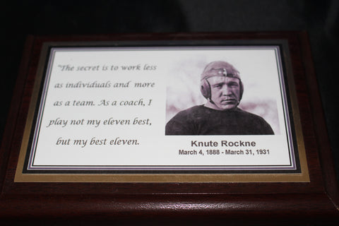 Knute Rockne Notre Dame Quote Plaque