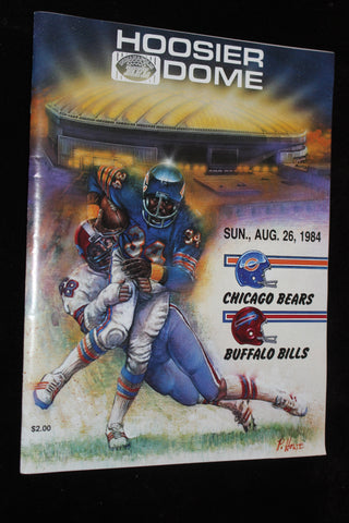 1984 Chicago Bears vs Buffalo Bills NFL Preseason program, Hoosier Dome, Walter Payton
