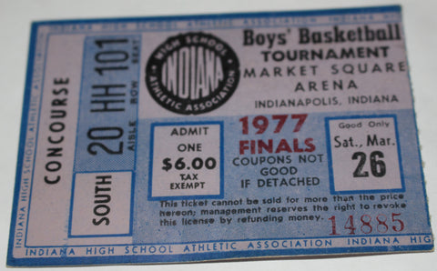 1977 Indiana High School Basketball State Finals Ticket