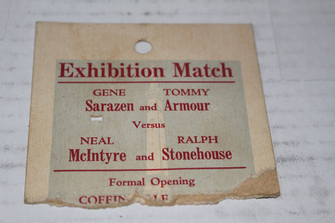 1931 Indianapois Coffin Golf Course Grand Opening Exhibition Ticket Stub