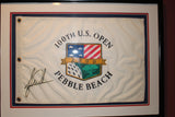 (2) 1999 U.S. Open Autographed Flags, Woods & Nicklaus plus Credential - Vintage Indy Sports