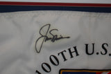 (2) 1999 U.S. Open Autographed Flags, Woods & Nicklaus plus Credential - Vintage Indy Sports