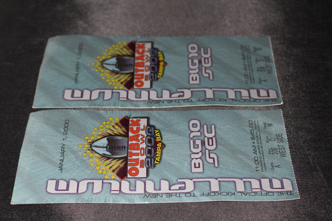 (2) 2000 Outback Bowl Ticket Stubs, Purdue vs Georgia