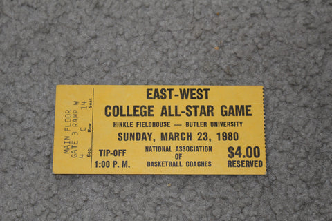 1980 East-West College All Star Basketball Game Ticket Stub