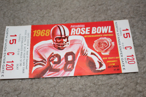 1968 Rose Bowl Full Ticket, Indiana University vs USC