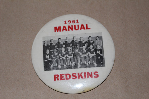 1961 Indianapolis Manual Pinback Button Van Arsdale Twins State Runners Up