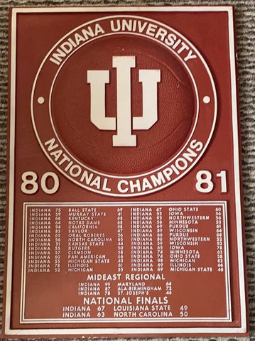 1981 Indiana University NCAA Basketball NCAA Champions Plaque