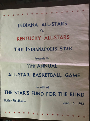 1951 Indiana vs Kentucky High School All Star Basketball Game Program