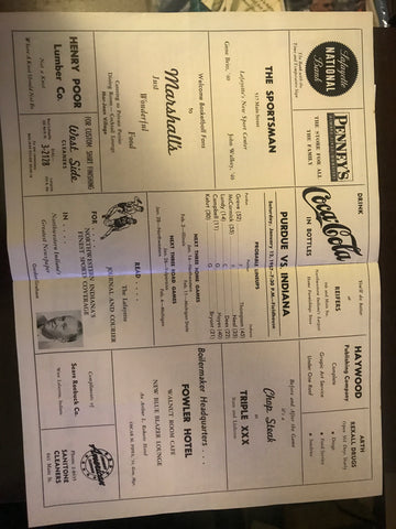 1957 Indiana vs Purdue Basketball Program