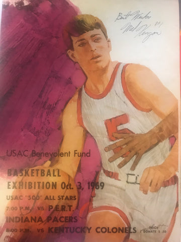 1969 ABA Basketball / USAC Racing Basketball Exhibition Program, Autographed