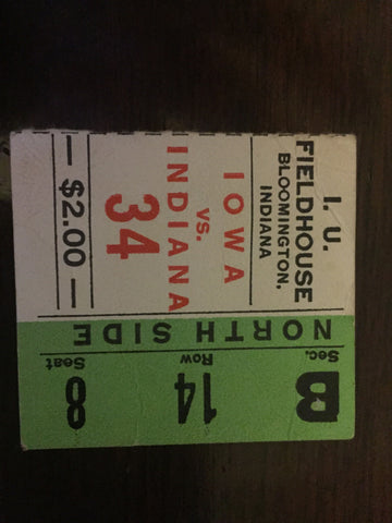 1967 Iowa vs Indiana Basketball Ticket Stub