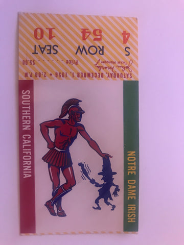 1956 USC Vs Notre Dame Ticket Stub