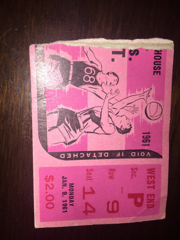 1961 Indiana University vs Michigan State Basketball Ticket Stub