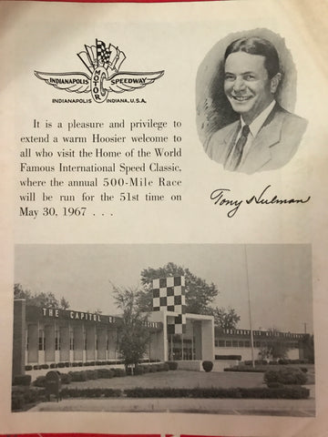 1967 Tony Hulman Indianapolis Motor Speedway Mailer, Indianapolis 500