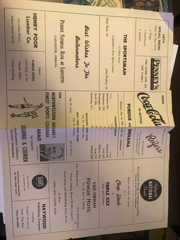 1961 Indiana vs Purdue Basketball Program