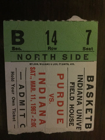 1967 Purdue vs Indiana University Basketball Ticket Stub