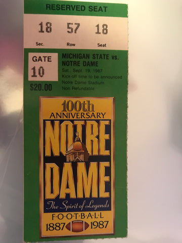 1987 Notre Dame vs Michigan State Football Ticket Stub