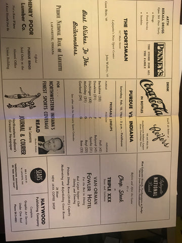 1962 Indiana vs Purdue Basketball Program