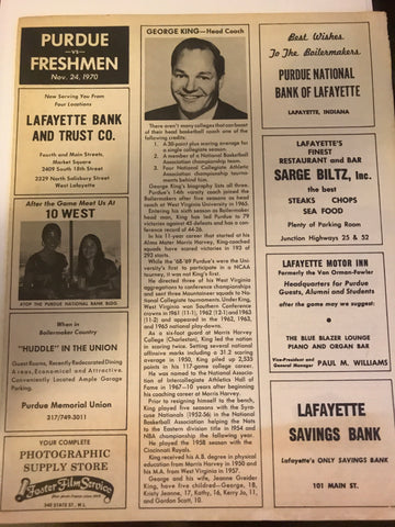1970 Purdue Basketball vs Freshman Basketball Program